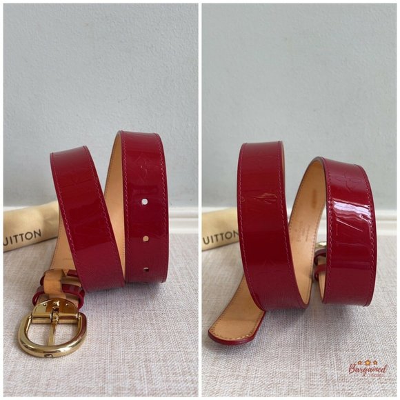 Authentic Louis Vuitton Pomme D'Amour Monogram Vernis LV Frame Belt Size 80/32 - Picture 9 of 13